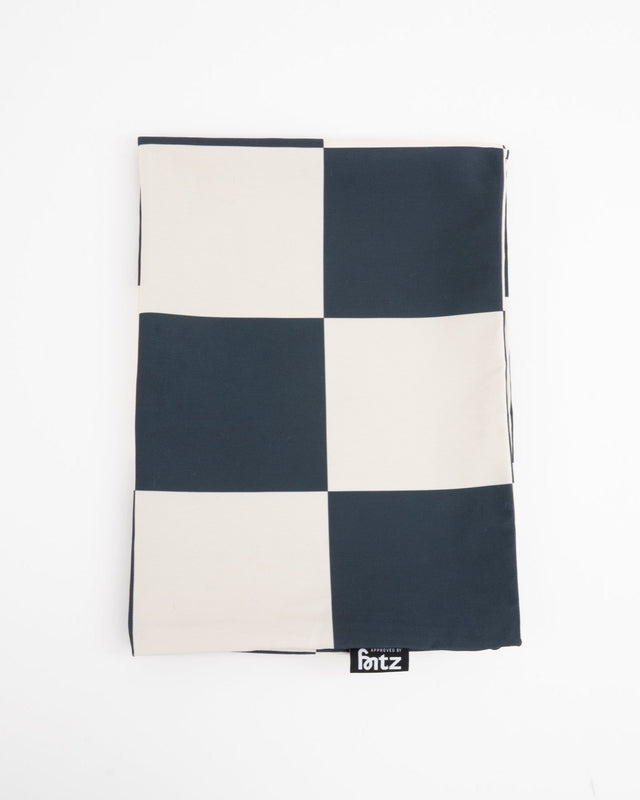 Fritz Bed Cover in a navy and cream checked print, replacement dog bed cover